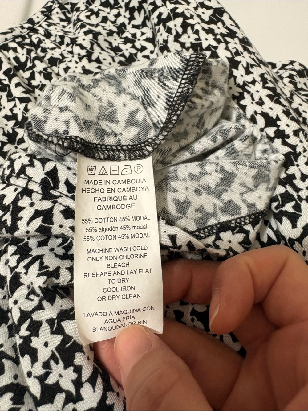 MICHAEL Michael Kors Black & White Floral Scoop Neck Top with Bell Sleeves - Picture 7 of 7